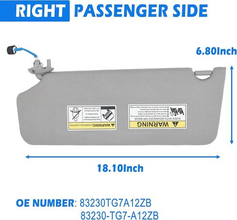 Right Passenger Side Sun Visor Fit for Honda Pilot 2017 2018 2019 2020 2021 2022 Honda Ridgeline 2018-2020 Sunshade Number 83230-TG7-A12ZB Color: Gray in Saudi Arabia