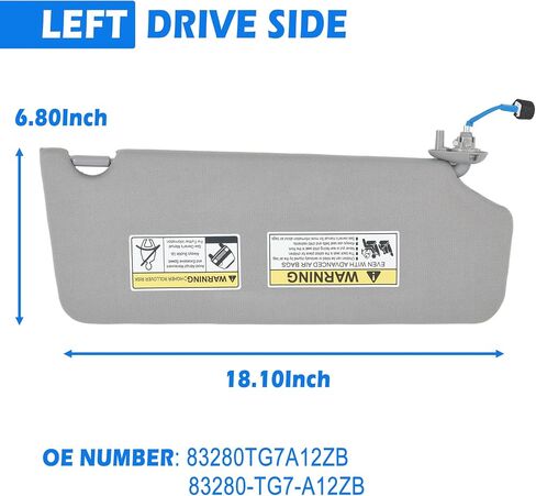 Right Passenger Side Sun Visor Fit for Honda Pilot 2017 2018 2019 2020 2021 2022 Honda Ridgeline 2018-2020 Sunshade Number 83230-TG7-A12ZB Color: Gray in Saudi Arabia