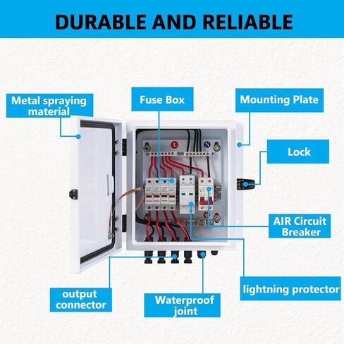 6 String Metal Solar Combiner Box, PV Combiner Box with 20A Rated Current Fuse, Surge Protective Device & 63A Air Circuit Breaker (6 String) (6 String) in Saudi Arabia