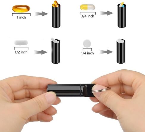 2-Pack Mini Pill Box Keychain - Waterproof Aluminum Alloy Pill Holder for Travel & Daily Use(Black Silver) in Saudi Arabia