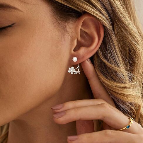Pearl Earrings for Women, 14k Pearl Drop Dangle Earrings Gold Earrings for Women Trendy Cute Prom Bridal Earring Flower Long Earring Wedding Jewelry in Saudi Arabia