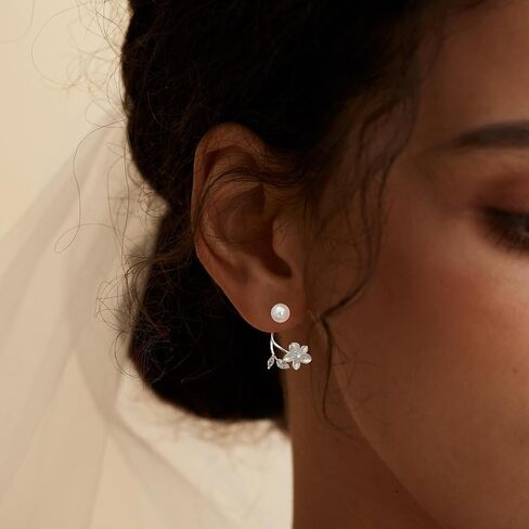 Pearl Earrings for Women, 14k Pearl Drop Dangle Earrings Gold Earrings for Women Trendy Cute Prom Bridal Earring Flower Long Earring Wedding Jewelry in Saudi Arabia