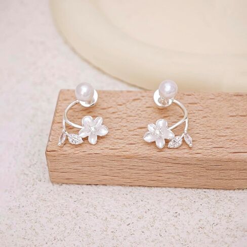 Pearl Earrings for Women, 14k Pearl Drop Dangle Earrings Gold Earrings for Women Trendy Cute Prom Bridal Earring Flower Long Earring Wedding Jewelry in Saudi Arabia