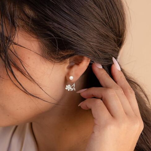 Pearl Earrings for Women, 14k Pearl Drop Dangle Earrings Gold Earrings for Women Trendy Cute Prom Bridal Earring Flower Long Earring Wedding Jewelry in Saudi Arabia