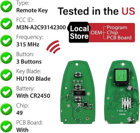 بديل لـ 2019 2020 2021 2022 Ford Bronco Ecosport Edge Explorer F-150 F-250 F-350 Fusion Ranger Key Fob Remote Control M3N-A2C93142300 3 أزرار 315 ميجاهرتز in Kuwait