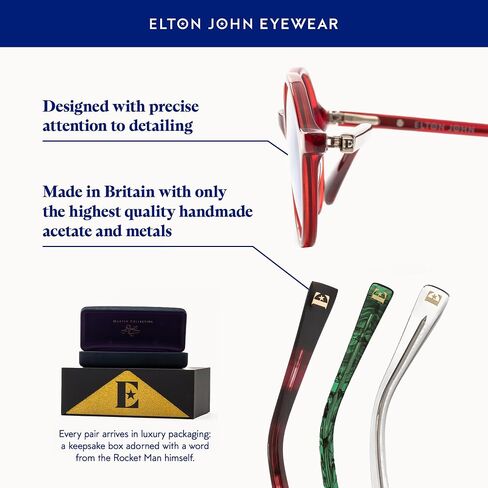 Elton John Eyewear Tinted Glasses for Men & Women, Fashion Tint - Eyeglases with Non-Glare Lenses & 100% UV Protection in Saudi Arabia