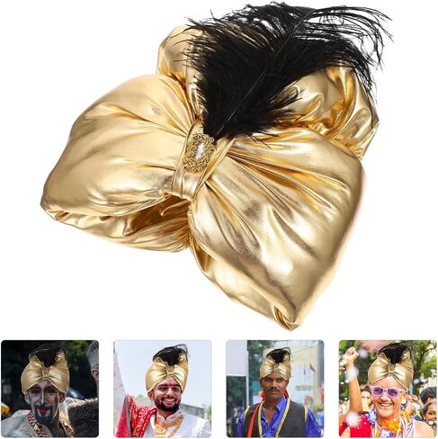 ibasenice Prince S Hat Props - Golden Arabian Costume Hat for Themed Parties Halloween and Cosplay Stylish Plume Design in Saudi Arabia