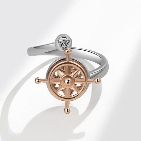 Rotating Compass Adjustable Rings Dainty Spinner Fidget Ring Stress Relieving Activity Statement Sterling Silver Plated Fashion Stacking Finger Jewelry Trendy Gift for Her Daughter Bff in Saudi Arabia