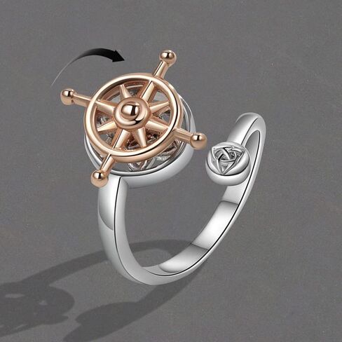 Rotating Compass Adjustable Rings Dainty Spinner Fidget Ring Stress Relieving Activity Statement Sterling Silver Plated Fashion Stacking Finger Jewelry Trendy Gift for Her Daughter Bff in Saudi Arabia