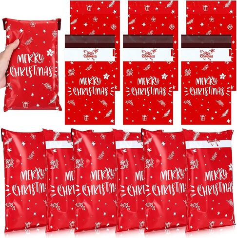 300 Pack Christmas Poly Mailers 6 x 9 Inch Self Adhesive Plastic Envelopes Shipping Bags Waterproof and Tear-proof for Candy Christmas Party Favors, 3 Colors in Saudi Arabia
