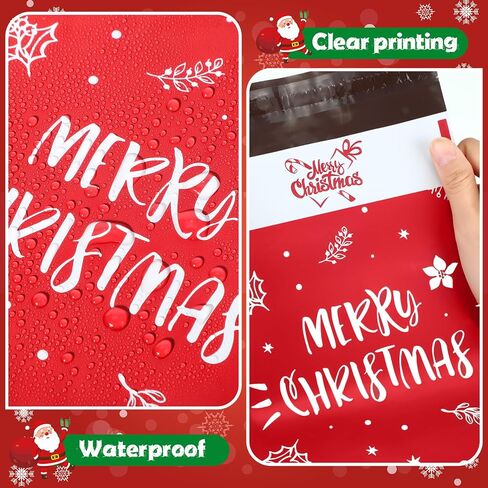 300 Pack Christmas Poly Mailers 6 x 9 Inch Self Adhesive Plastic Envelopes Shipping Bags Waterproof and Tear-proof for Candy Christmas Party Favors, 3 Colors in Saudi Arabia