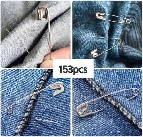 Safety Pins,153 Pcs Assorted Sizes Pins Bulk,Heavy Duty for Clothes, Sewing, Craft in Saudi Arabia