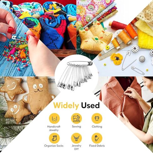 Safety Pins,153 Pcs Assorted Sizes Pins Bulk,Heavy Duty for Clothes, Sewing, Craft in Saudi Arabia