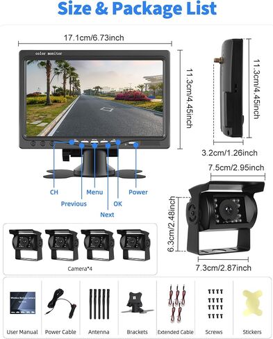Wired Backup Camera Monitor Car RV System 5 inch IPS Screen Monitor IP68 Reverse Camera AHD Rear View Camera Waterproof Infrared Night Vision Stable Signal in Saudi Arabia