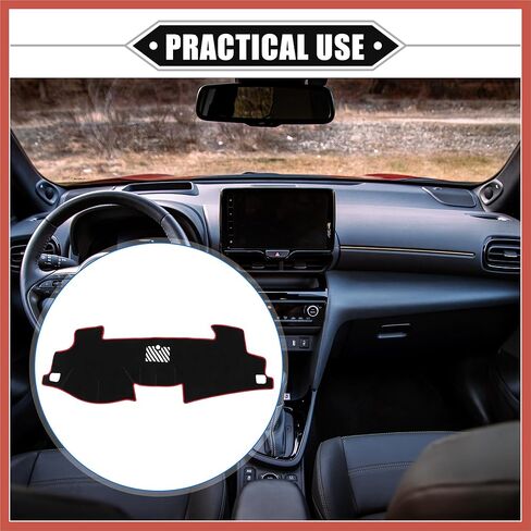 ACROPIX Dashboard Cover Compatible for Toyota Camry 2012-2017, Non-Slip Polyester Black Red Dash Cover Mat Dash Board Protector Cover Car Parts in Saudi Arabia