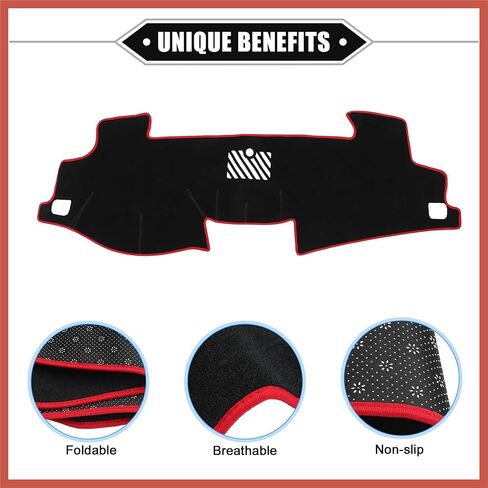 ACROPIX Dashboard Cover Compatible for Toyota Camry 2012-2017, Non-Slip Polyester Black Red Dash Cover Mat Dash Board Protector Cover Car Parts in Saudi Arabia