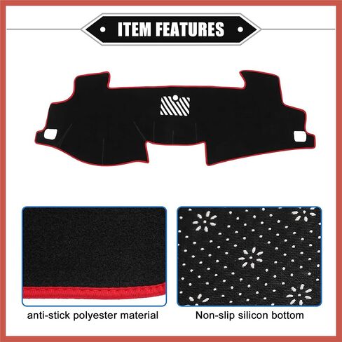 ACROPIX Dashboard Cover Compatible for Toyota Camry 2012-2017, Non-Slip Polyester Black Red Dash Cover Mat Dash Board Protector Cover Car Parts in Saudi Arabia