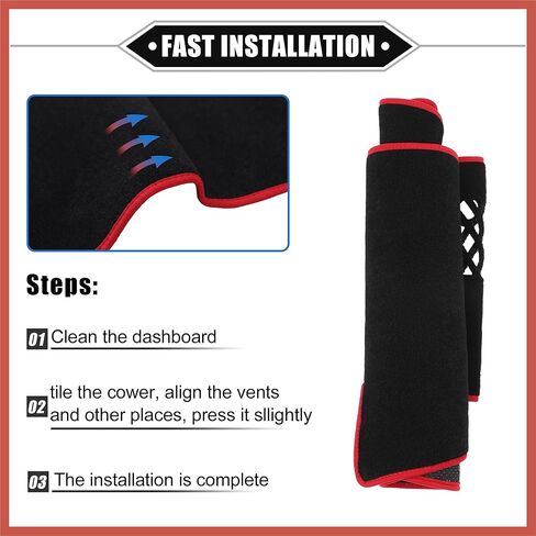 ACROPIX Dashboard Cover Compatible for Toyota Camry 2012-2017, Non-Slip Polyester Black Red Dash Cover Mat Dash Board Protector Cover Car Parts in Saudi Arabia