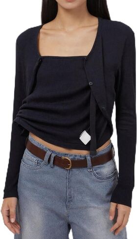 Women Open Front Cardigan Sweater Asymmetric Design Lightweight Knit Long Sleeve Loose Cover Up in Saudi Arabia