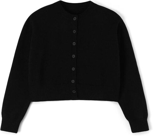 Women's Cropped Button Up Cardigan Sweater Fall Casual Crewneck Long Sleeve Cardigans Trendy Knit Tops Clothes in Saudi Arabia