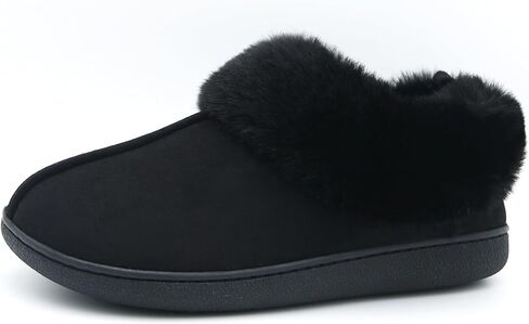 شباشب Jerzmy House للنساء، شباشب نسائية غامضة من الإسفنج الذكي من جلد الغزال مع دعم للقوس وياقة مبطنة من القطيفة، أحذية منزلية شتوية دافئة مريحة للأماكن الداخلية والخارجية in Kuwait