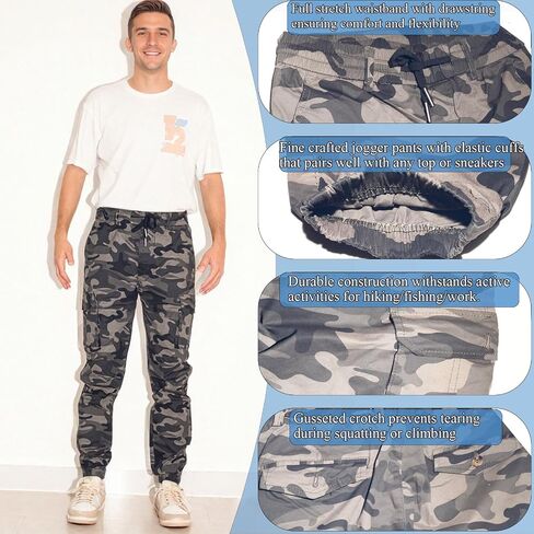 Men's Hiking Pants Cargo Jeans for Hiking, Fishing, Tactical, Jogger - Multi-Pocket Denim Work Pants in Saudi Arabia