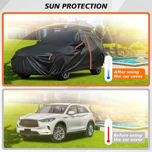 غطاء لسيارة كاديلاك SRX، غطاء SRX 2010-2016، أغطية سيارات للسيارات مقاومة للماء في جميع الأحوال الجوية مع سحاب باب/شريط عاكس/جيوب مرآة/أشرطة مقاومة للرياح، غطاء سيارة للحماية من الغبار والشمس والثلوج in Saudi Arabia