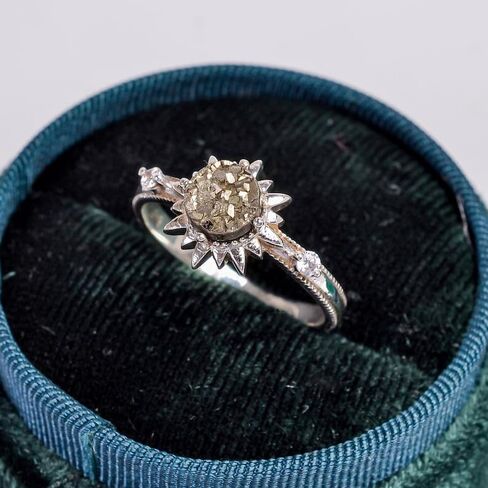 خاتم البيريت، خاتم من الفضة الإسترلينية عيار 925، خاتم بيان، مجوهرات فضية، خاتم أنيق، خاتم البيريت الخام، أحجار كريمة للنقود، مجوهرات للنساء (الولايات المتحدة 9) in Kuwait