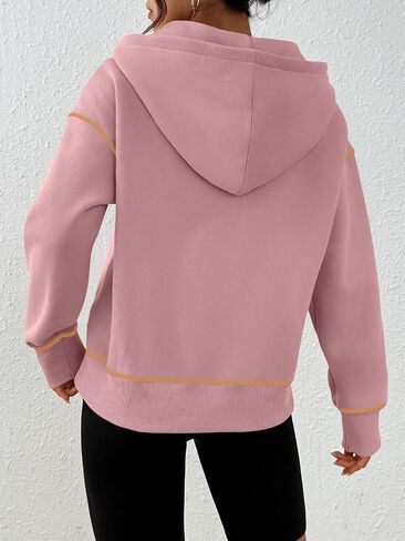 Trendy Queen Half Zip Pullover Hoodies for Women Y2k Cute Cropped Sweatshirts Jackets Fall Fashion 2025 Outfits Clothing in Saudi Arabia