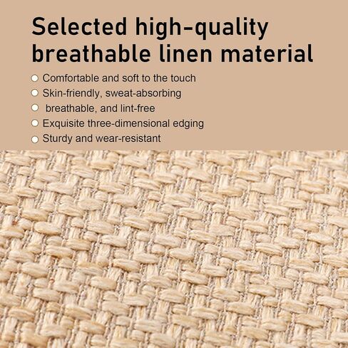 2 PCS Car Seat Headrest Protective Cover, Sweat Absorbent Breathable Linen Microfiber Leather Soft Skin Friendly Headrest Cover, Four Seasons, Elastic Band Snap Mounting Fittings (Beige) in Saudi Arabia