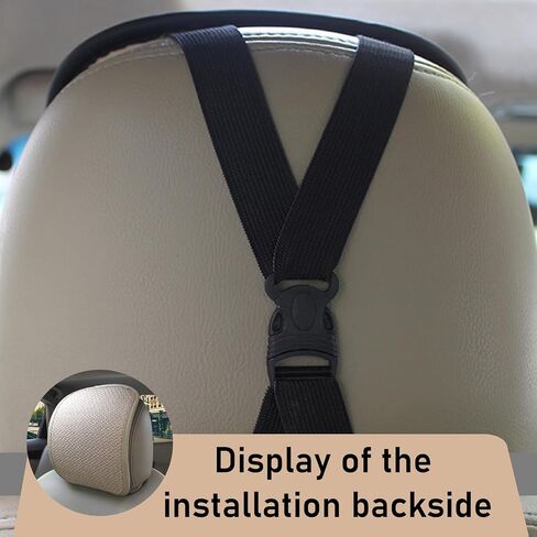 2 PCS Car Seat Headrest Protective Cover, Sweat Absorbent Breathable Linen Microfiber Leather Soft Skin Friendly Headrest Cover, Four Seasons, Elastic Band Snap Mounting Fittings (Beige) in Saudi Arabia