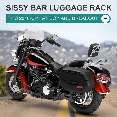 MoKitDora Softail Luggage Rack for Harley Sissy Bar Uprights Compatible with 2018-later Softail Fat Boy FLFB FLFBS Breakout FXBR FXBRS, Gloss Black in Kuwait