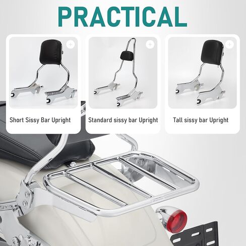 MoKitDora Softail Luggage Rack for Harley Sissy Bar Uprights Compatible with 2018-later Softail Fat Boy FLFB FLFBS Breakout FXBR FXBRS, Gloss Black in Kuwait
