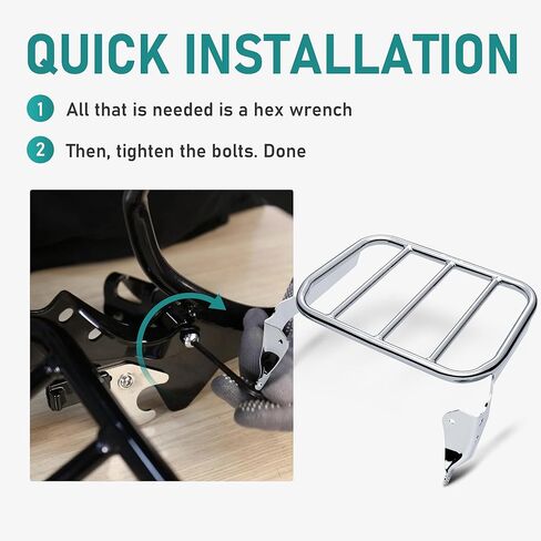 MoKitDora Softail Luggage Rack for Harley Sissy Bar Uprights Compatible with 2018-later Softail Fat Boy FLFB FLFBS Breakout FXBR FXBRS, Gloss Black in Kuwait