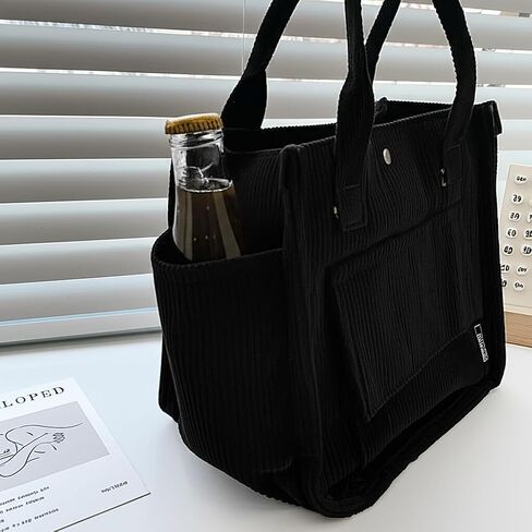 Joria Stylish Corduroy Tote Bag with Multiple Pockets and Detachable Strap – Perfect for Work, Travel, and Everyday Use in Saudi Arabia