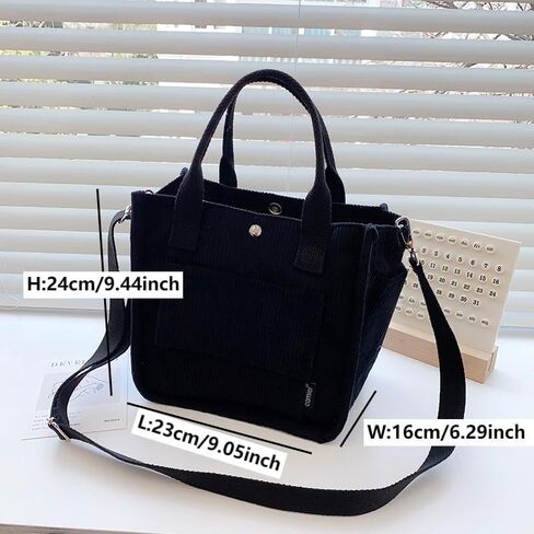 Joria Stylish Corduroy Tote Bag with Multiple Pockets and Detachable Strap – Perfect for Work, Travel, and Everyday Use in Saudi Arabia