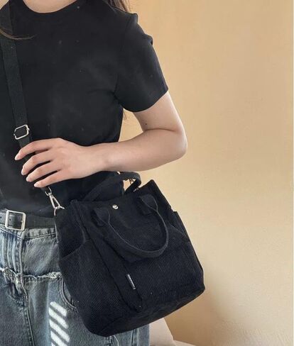 Joria Stylish Corduroy Tote Bag with Multiple Pockets and Detachable Strap – Perfect for Work, Travel, and Everyday Use in Saudi Arabia