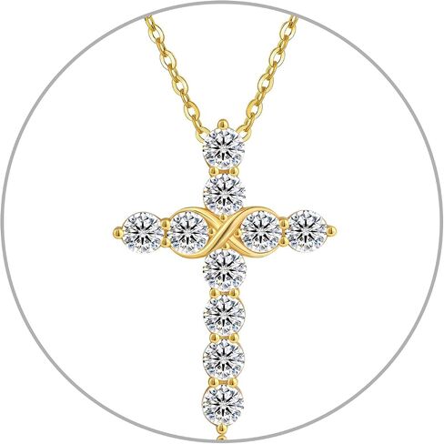 KRKC&CO Moissanite Cross Necklace for Women: 0.6-4.3ct D-Color VVS1, 14K 925 Sterling Silver, Hypoallergenic Pave-Set Cross Pendant, Gift for Birthday Wedding, Luxurious Gifts Jewelry Box​ in Saudi Arabia