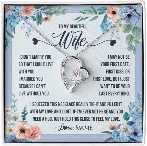 Yametee Personalized To My Wife Necklace From Husband I Love You More Wife Birthday Anniversary Wedding Valentines Christmas Customized Message Card in Saudi Arabia