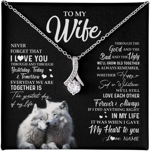 Yametee Personalized To My Wife Necklace From Husband I Love You More Wife Birthday Anniversary Wedding Valentines Christmas Customized Message Card in Saudi Arabia