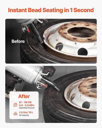 VEVOR Portable Tire Bead Seater, 2.6 Gal/10 L Air Bead Blaster, Handheld Tire Inflator Tool, 87-116 PSI Operating Pressure, Trigger Seating Inflator for Car, Compact SUV, Light Truck, E-Bike, RV, ATV in Saudi Arabia