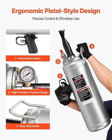 VEVOR Portable Tire Bead Seater, 2.6 Gal/10 L Air Bead Blaster, Handheld Tire Inflator Tool, 87-116 PSI Operating Pressure, Trigger Seating Inflator for Car, Compact SUV, Light Truck, E-Bike, RV, ATV in Saudi Arabia
