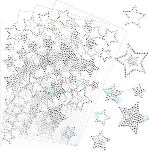 4 Sheets Self Adhesive Star Stickers Glitter Silver Star Stickers Rhinestone Stickers for Christmas Decal Decor Holiday Window Car Accessories Scrapbook (Silver) in Saudi Arabia