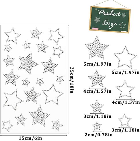 4 Sheets Self Adhesive Star Stickers Glitter Silver Star Stickers Rhinestone Stickers for Christmas Decal Decor Holiday Window Car Accessories Scrapbook (Silver) in Saudi Arabia