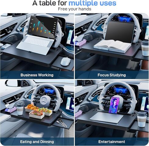 Steering Wheel Tray, Car Food Tray, Car Desk for Laptop,Multipurpose Car Table for Eating, Work, Travel, Adjustable Car Table Tray for SUV, Truck, Van, Road Trips in Kuwait