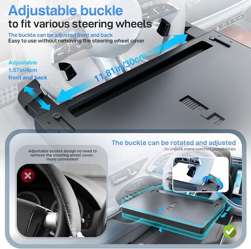 Steering Wheel Tray, Car Food Tray, Car Desk for Laptop,Multipurpose Car Table for Eating, Work, Travel, Adjustable Car Table Tray for SUV, Truck, Van, Road Trips in Kuwait