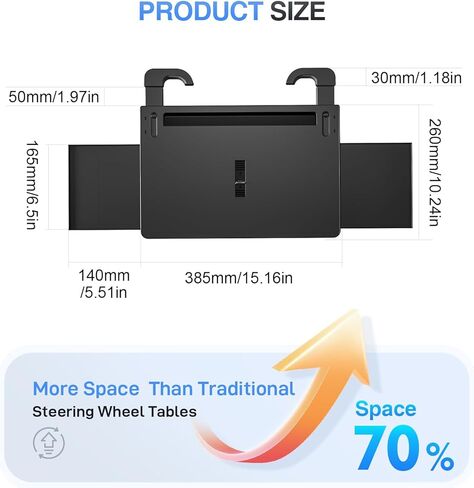 Steering Wheel Tray, Car Food Tray, Car Desk for Laptop,Multipurpose Car Table for Eating, Work, Travel, Adjustable Car Table Tray for SUV, Truck, Van, Road Trips in Kuwait