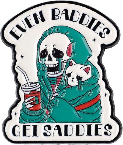 Even Get Saddies Skeleton Enamel Pins, Funny Skeleton Cat Crying Meme Badges Brooch, Mental Health Awareness Badges, Anxiety Depressed Brooches, Gift For Sad Girl, Emotional Therapist Gift, Emotional Support Decorative Pin Jewelry Accessories in Saudi Arabia