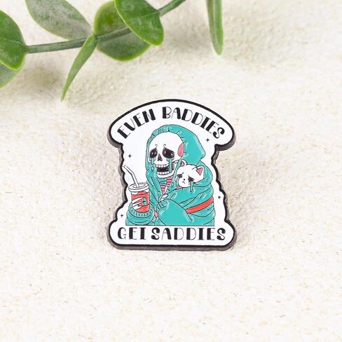 Even Get Saddies Skeleton Enamel Pins, Funny Skeleton Cat Crying Meme Badges Brooch, Mental Health Awareness Badges, Anxiety Depressed Brooches, Gift For Sad Girl, Emotional Therapist Gift, Emotional Support Decorative Pin Jewelry Accessories in Saudi Arabia