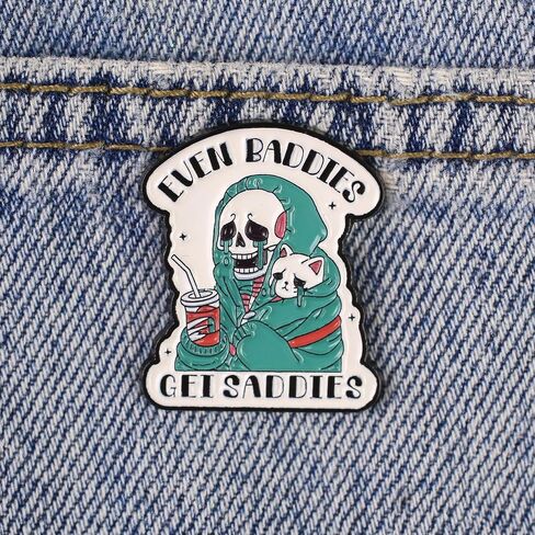 Even Get Saddies Skeleton Enamel Pins, Funny Skeleton Cat Crying Meme Badges Brooch, Mental Health Awareness Badges, Anxiety Depressed Brooches, Gift For Sad Girl, Emotional Therapist Gift, Emotional Support Decorative Pin Jewelry Accessories in Saudi Arabia